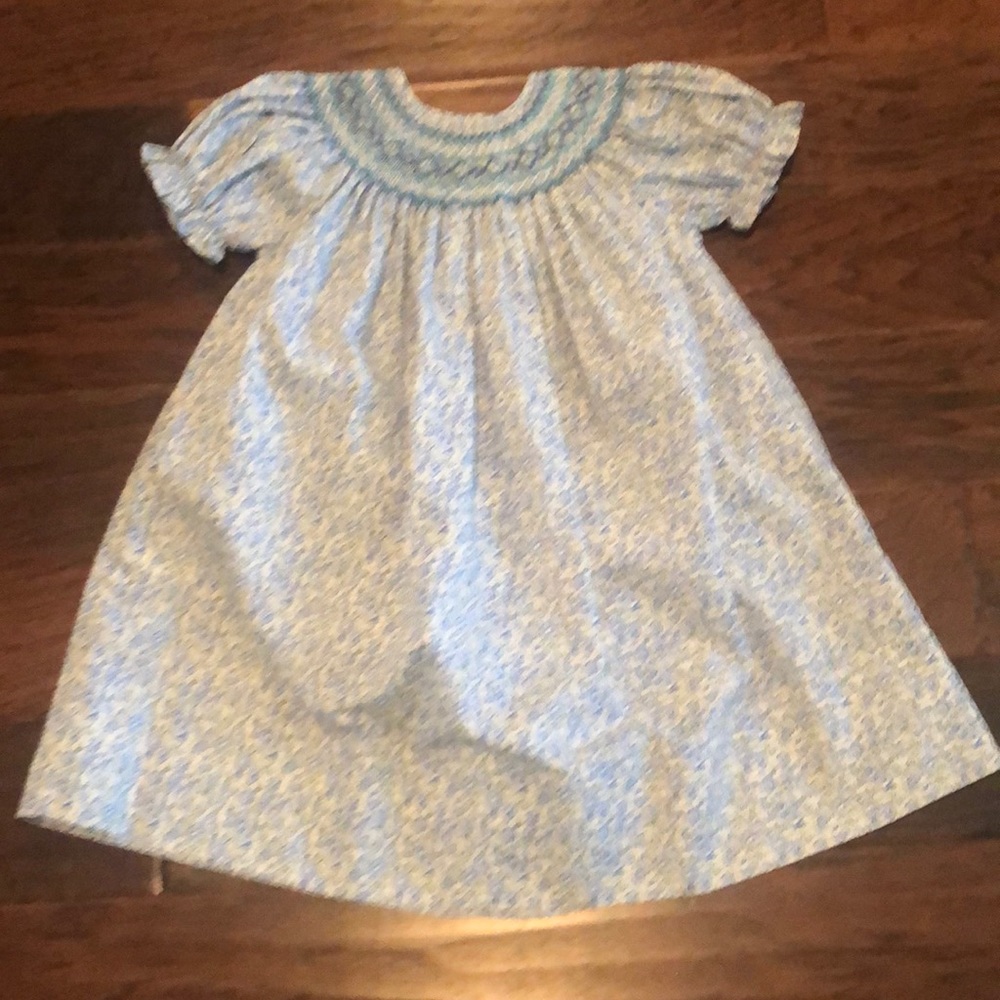 ROSALINA Collections blue smocked floral dress
